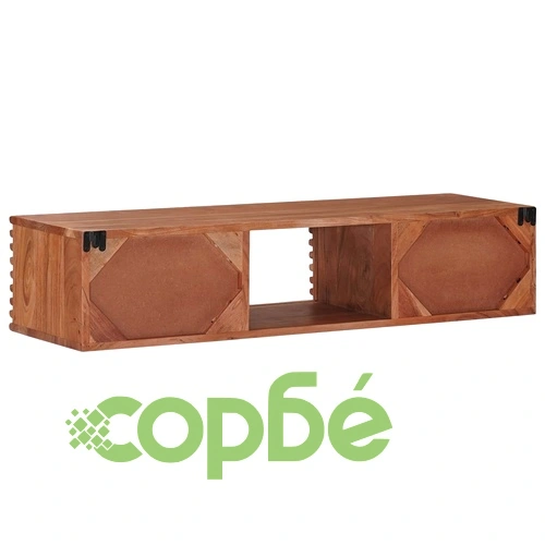ТВ шкаф от масивна акациева дървесина с врати, естествен цвят - 105 x 30 x 22,5 см ➤ топ цена ➤ sorbe.bg