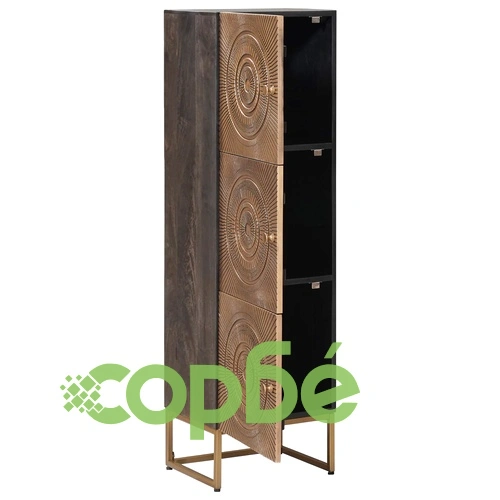 Висок шкаф от манго дърво с месингов цвят, 35 x 30 x 120 cm ➤ топ цена ➤ sorbe.bg