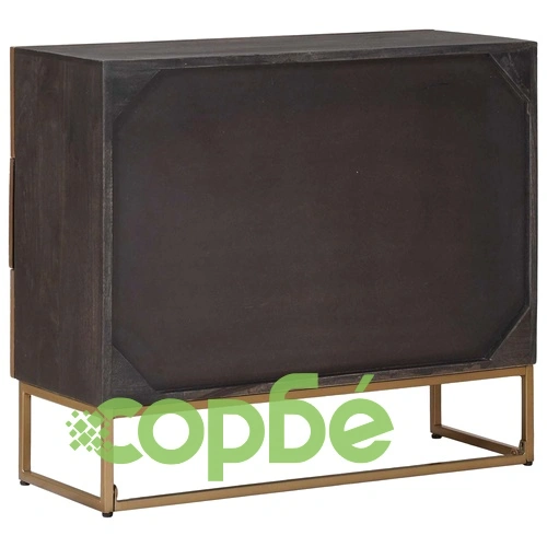 Шкаф с три чекмеджета, масивно мангово дърво, месинг, 75 x 30 x 65 см ➤ топ цена ➤ sorbe.bg