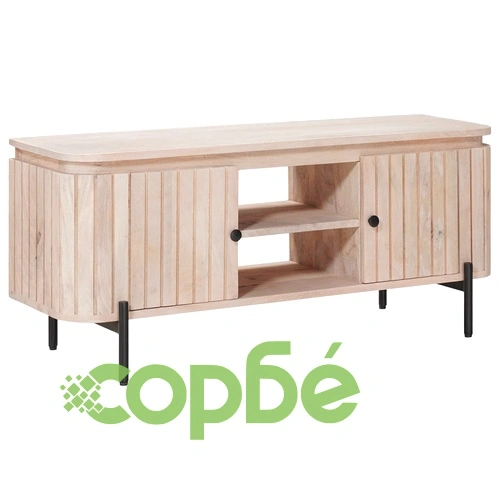 ТВ шкаф с рафт и врати, масивно манго дърво, 105 x 30 x 45 см ➤ топ цена ➤ sorbe.bg
