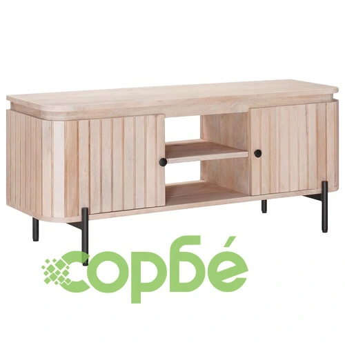 ТВ шкаф с рафт и врати, масивно манго дърво, 105 x 30 x 45 см ➤ топ цена ➤ sorbe.bg