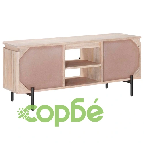 ТВ шкаф с рафт и врати, масивно манго дърво, 105 x 30 x 45 см ➤ топ цена ➤ sorbe.bg