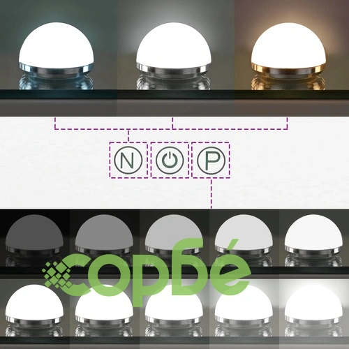 LED огледало за грим Бяло 80 x 10 x 52,5 см, Стъкло и Стомана ➤ топ цена ➤ sorbe.bg