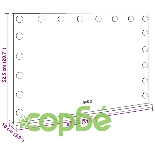 LED огледало за грим Бяло 80 x 10 x 52,5 см, Стъкло и Стомана ➤ топ цена ➤ sorbe.bg