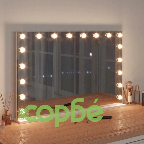 LED огледало за грим Бяло 80 x 10 x 52,5 см, Стъкло и Стомана ➤ топ цена ➤ sorbe.bg