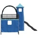Детско двуетажно легло с пързалка, кула и завеси, 90 x 190 см, Метал, Черен и син
