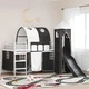 Детско легло с пързалка и кула Бяло и черно 205 x 112 x 116 см Метал