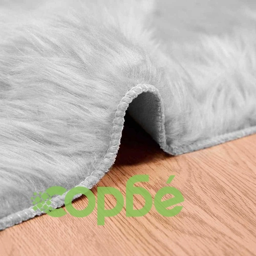 Изкуствен килим от овча кожа Сив 240 x 340 см Полиестер ➤ топ цена ➤ sorbe.bg