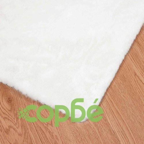 Килим от изкуствена заешка козина, 200 x 280 см, полиестер, бяло ➤ топ цена ➤ sorbe.bg