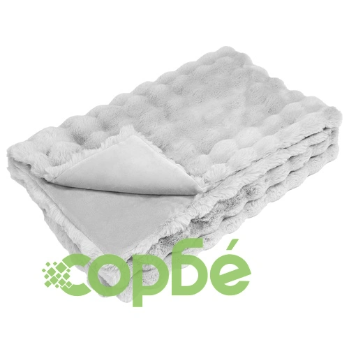 Одеяло от изкуствена заешка козина Olite, 240 x 270 см, полиестер, сиво ➤ топ цена ➤ sorbe.bg
