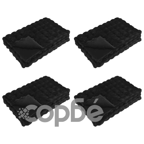Одеяло от изкуствена заешка козина Olite, 4 бр., 130 x 150 см, полиестер, черно ➤ топ цена ➤ sorbe.bg