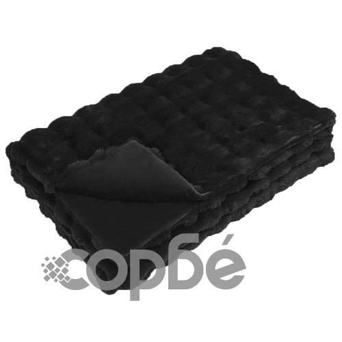 Одеяло от изкуствена заешка козина Olite, 4 бр., 130 x 150 см, полиестер, черно ➤ топ цена ➤ sorbe.bg