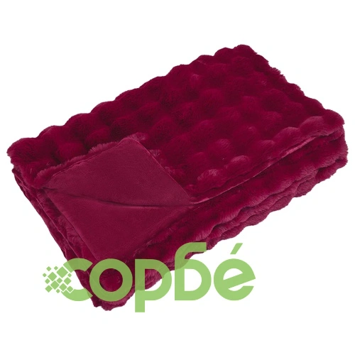 Одеяло от изкуствена заешка козина Olite, 240 x 270 см, полиестер, Бордо червен ➤ топ цена ➤ sorbe.bg
