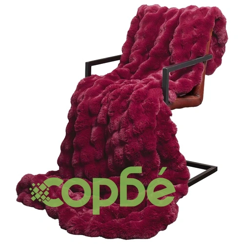 Одеяло от изкуствена заешка козина Olite, 240 x 270 см, полиестер, Бордо червен ➤ топ цена ➤ sorbe.bg