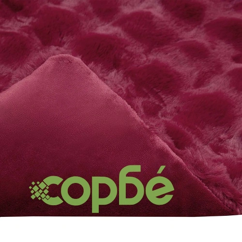 Одеяло от изкуствена заешка козина Olite, 240 x 270 см, полиестер, Бордо червен ➤ топ цена ➤ sorbe.bg