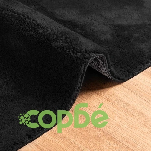 Килим HUARTE, 80 x 1000 см, черен, 100% полиестер, плосък влас ➤ топ цена ➤ sorbe.bg