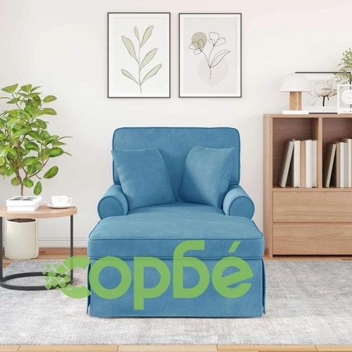 Шезлонг с пола, ребреста тъкан, синьо, 91 x 157 x 91 см ➤ топ цена ➤ sorbe.bg