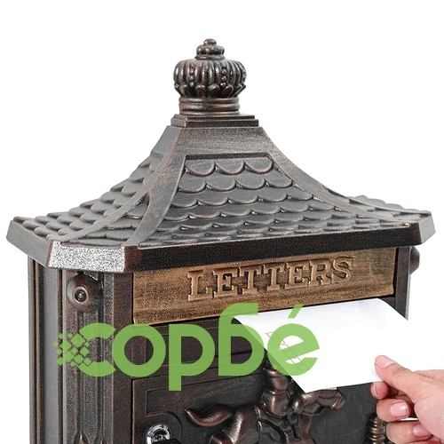 Стенна пощенска кутия от лят алуминий, Бронз, 40,5 x 15,5 x 44 см ➤ топ цена ➤ sorbe.bg