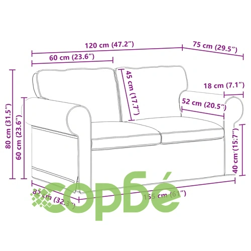 Диван Черно 155 x 82 x 80 см с метална рамка и текстилна тапицерия ➤ топ цена ➤ sorbe.bg