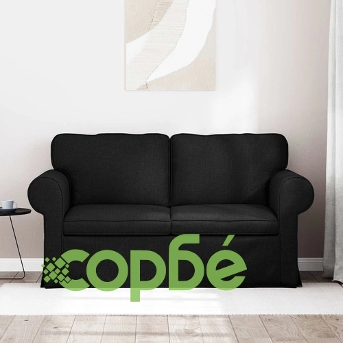 Диван Черно 155 x 82 x 80 см с метална рамка и текстилна тапицерия ➤ топ цена ➤ sorbe.bg