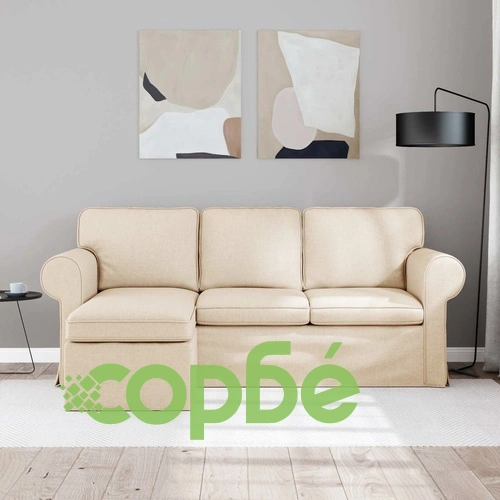 Диван Крем 195 x 138 x 80 см с текстилна тапицерия ➤ топ цена ➤ sorbe.bg