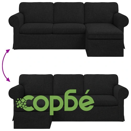 Диван Черно 215 x 138 x 80 см Метал и Текстил ➤ топ цена ➤ sorbe.bg