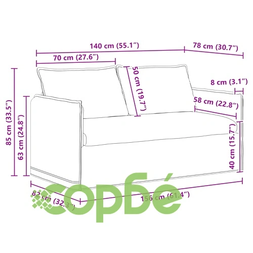 Диван Таупе 155 x 82 x 85 см, метална рамка, текстил ➤ топ цена ➤ sorbe.bg