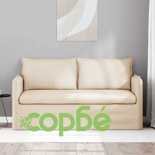 Диван Крем 155 x 82 x 85 см, метална рамка, текстилна тапицерия ➤ топ цена ➤ sorbe.bg