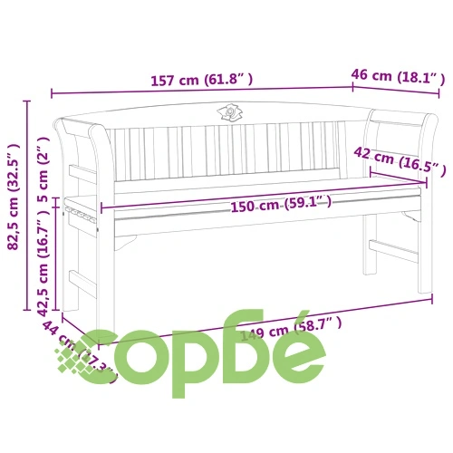 Градинска пейка от масивно акациево дърво 157 x 46 x 82,5 см ➤ топ цена ➤ sorbe.bg