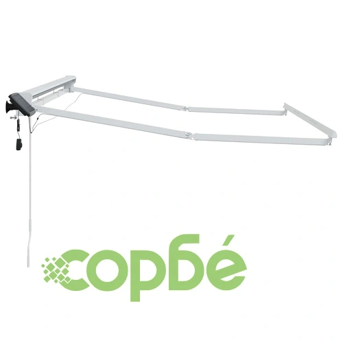 Ръчна рамка за сенник с LED осветление, Бяла, 3 x 2,5 м, Алуминий ➤ топ цена ➤ sorbe.bg