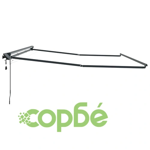 Ръчна рамка за сенник с LED осветление, Антрацит, 4 x 2 м, Алуминий ➤ топ цена ➤ sorbe.bg