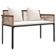 Градински комплект мебели от ратан 4 части, Бежово и кремаво бяло