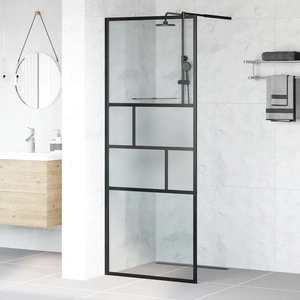 Стена за душ Walk-in, Черно, 80 x 195 x 0,5 см, Стъкло и алуминий