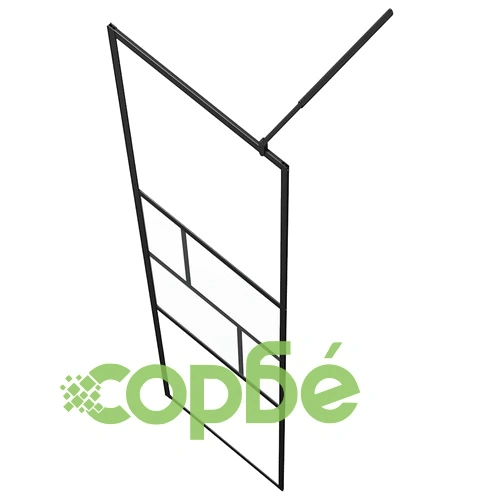 Стена за душ Walk-in, Черно, 80 x 195 x 0,5 см, Стъкло и алуминий ➤ топ цена ➤ sorbe.bg