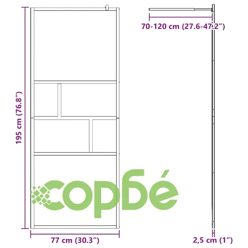 Стена за душ Walk-in, Черно, 80 x 195 x 0,5 см, Стъкло и алуминий ➤ топ цена ➤ sorbe.bg