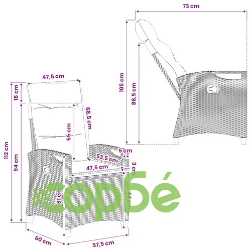 Градински стол, 2 бр., стомана и полиестер, 56 x 64 x 94 см, черен ➤ топ цена ➤ sorbe.bg