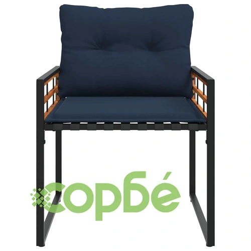 Градински комплект мебели 3 части, акациево дърво и стомана, Нейви ➤ топ цена ➤ sorbe.bg
