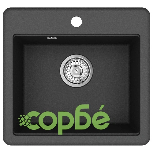 Мивка от гранит 80% кварц и 20% смола, 470 x 440 мм, черна ➤ топ цена ➤ sorbe.bg