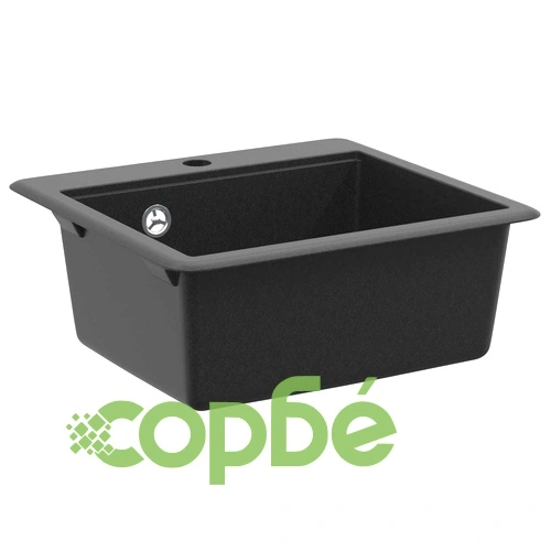Мивка от гранит 80% кварц и 20% смола, 470 x 440 мм, черна ➤ топ цена ➤ sorbe.bg