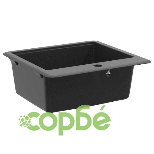 Мивка от гранит 80% кварц и 20% смола, 470 x 440 мм, черна ➤ топ цена ➤ sorbe.bg