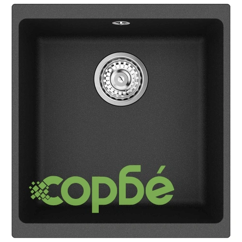 Мивка от кварц и смола 430 x 460 мм, черна ➤ топ цена ➤ sorbe.bg