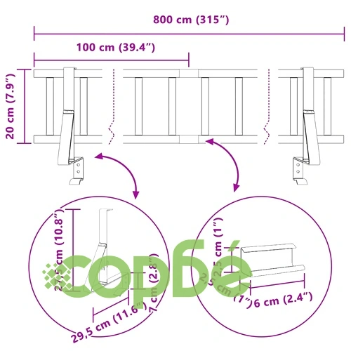 Снегозадържател за покрив Антрацит 800 x 29,5 x 34,5 см Стомана ➤ топ цена ➤ sorbe.bg