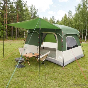 Семейна палатка за 5 души, Зелено, Полиестер, 320 x 210 x 180 см