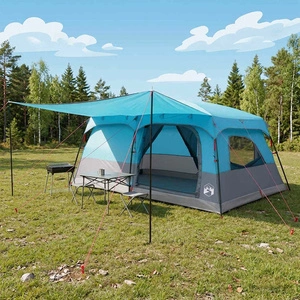 Семейна палатка за 16 души, 500 x 400 x 230 см, полиестер и стомана, синя