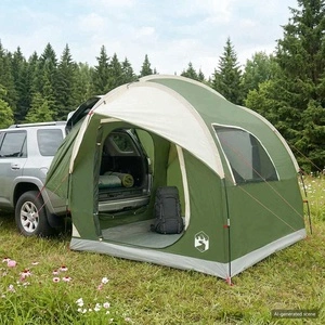 Автомобилна палатка с покрив Зелено 239 x 210 x 210 см Полиестер и стомана