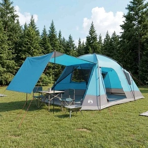 Кабинна палатка за 12 души, 580 x 230 x 220 см, Полиестер и стомана, Синя