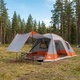 Кабинна палатка за 12 души, 580 x 230 x 220 см, Полиестер и стомана, Сиво и оранжево