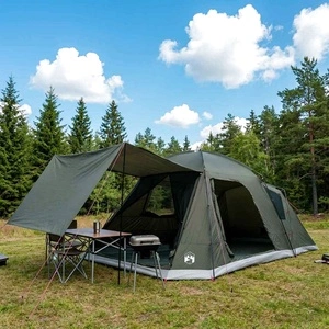 Кабинна палатка за 12 души, 580 x 230 x 220 см, Полиестер и стомана, Военнозелена