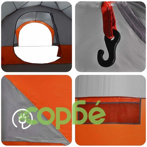 Страничен Шатър с Покрив Сив и Оранжев 410 x 410 x 250 см ➤ топ цена ➤ sorbe.bg