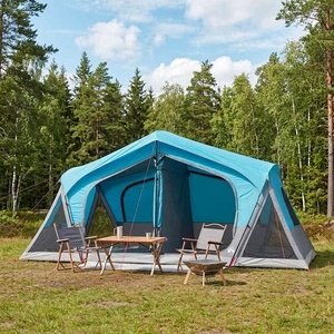 Кабинна палатка за 10 души, Синьо, 480 x 273 x 205 см, Полиестер и стомана
